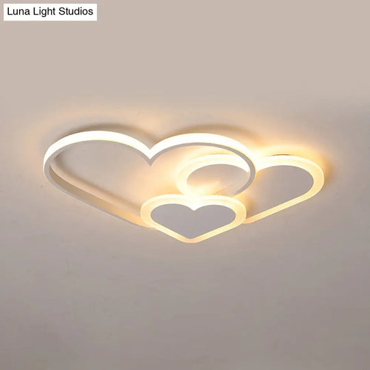 Contemporary Acrylic Led Flush Ceiling Light Fixture - Loving Heart Design For Bedrooms White / 16.5