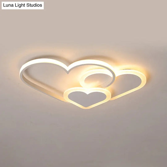 Contemporary Acrylic Led Flush Ceiling Light Fixture - Loving Heart Design For Bedrooms White / 20.5