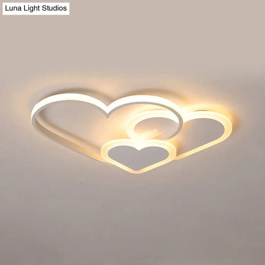 Contemporary Acrylic Led Flush Ceiling Light Fixture - Loving Heart Design For Bedrooms White / 20.5