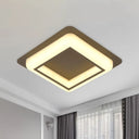 Contemporary Acrylic Led Flush Light For Bedroom - Square Ceiling Mount In White/Black/Grey Grey