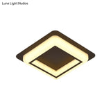 Contemporary Acrylic Led Flush Light For Bedroom - Square Ceiling Mount In White/Black/Grey
