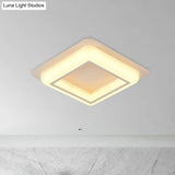Contemporary Acrylic Led Flush Light For Bedroom - Square Ceiling Mount In White/Black/Grey