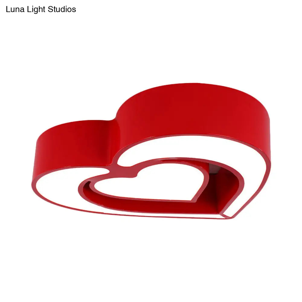 Contemporary Acrylic Led Flush Mount Ceiling Light For Bedroom - Loving Heart Design (Blue/Red/Pink)