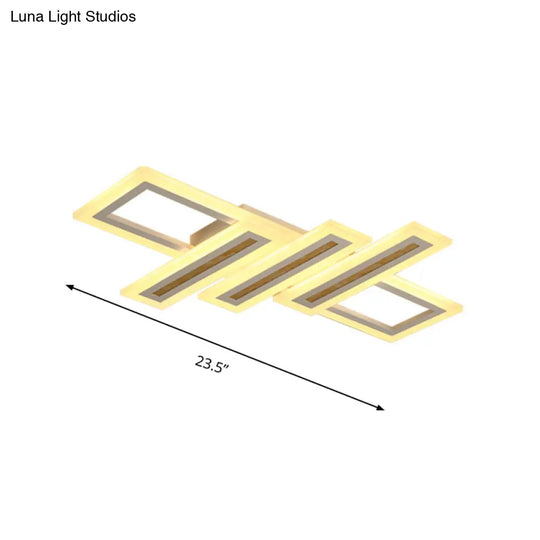 Contemporary Acrylic Led Flush Mount Ceiling Light In White With Warm/Inner Warm/White Various
