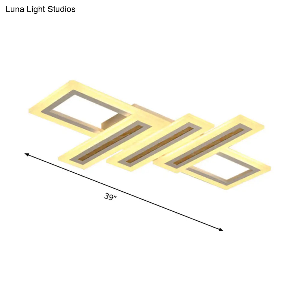 Contemporary Acrylic Led Flush Mount Ceiling Light In White With Warm/Inner Warm/White Various