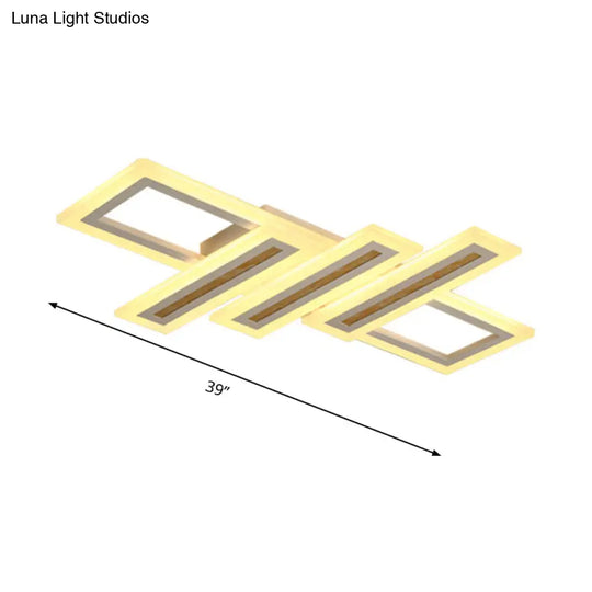Contemporary Acrylic Led Flush Mount Ceiling Light In White With Warm/Inner Warm/White Various