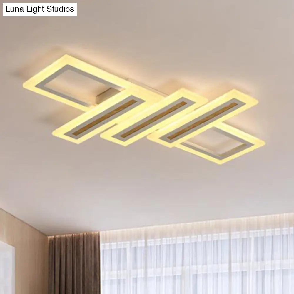 Contemporary Acrylic Led Flush Mount Ceiling Light In White With Warm/Inner Warm/White Various