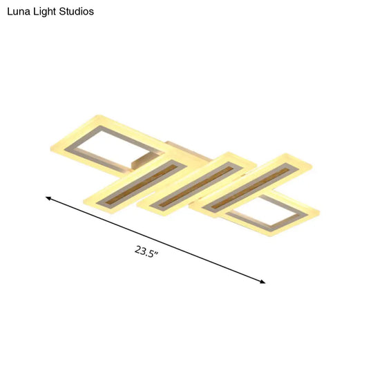 Contemporary Acrylic Led Flush Mount Ceiling Light In White With Warm/Inner Warm/White Various