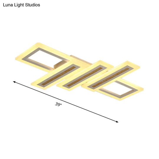 Contemporary Acrylic Led Flush Mount Ceiling Light In White With Warm/Inner Warm/White Various