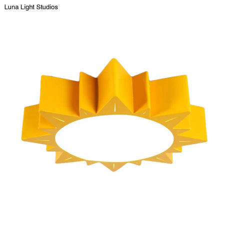 Contemporary Acrylic Led Flush Mount Lamp In Sun Design For Kindergarten