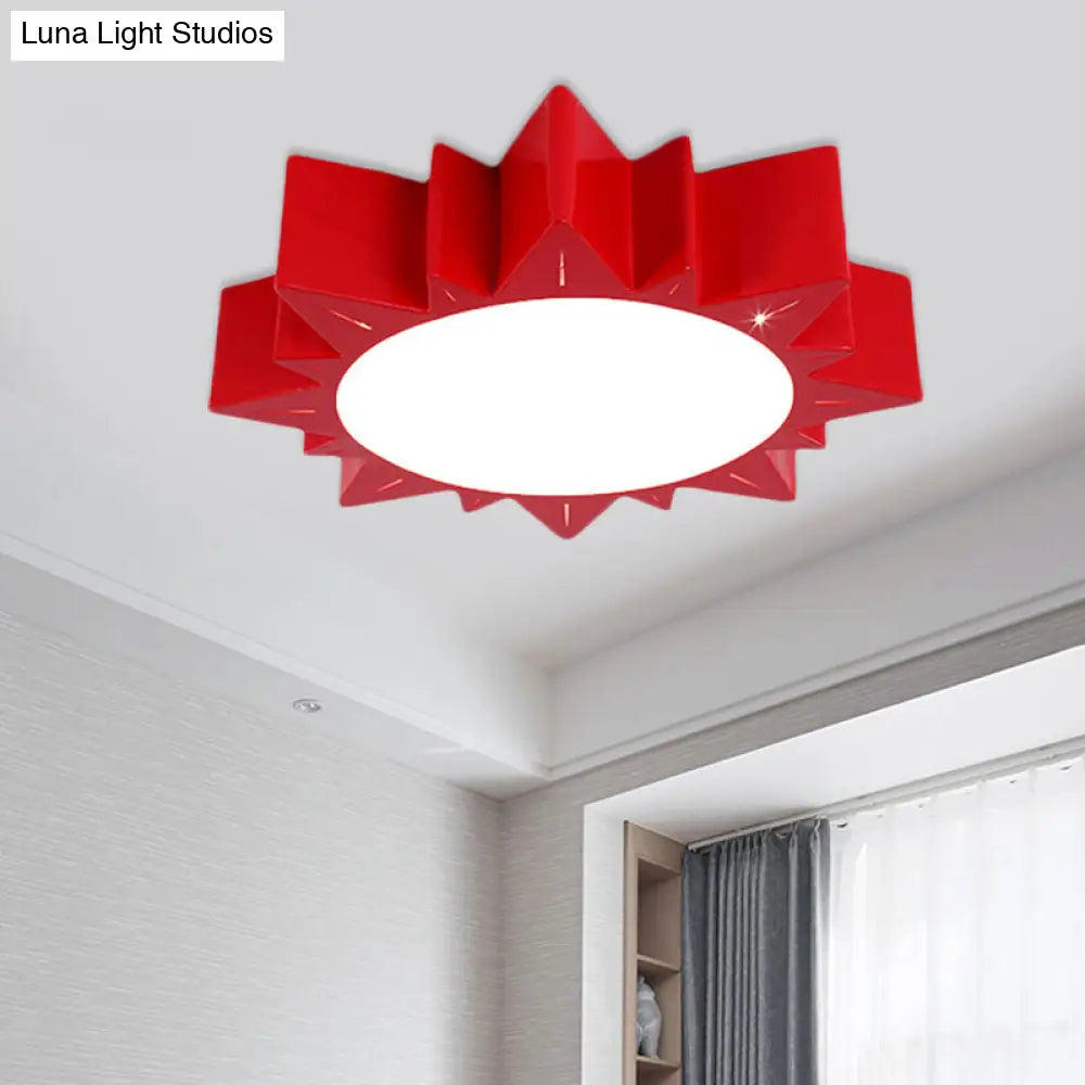 Contemporary Acrylic Led Flush Mount Lamp In Sun Design For Kindergarten