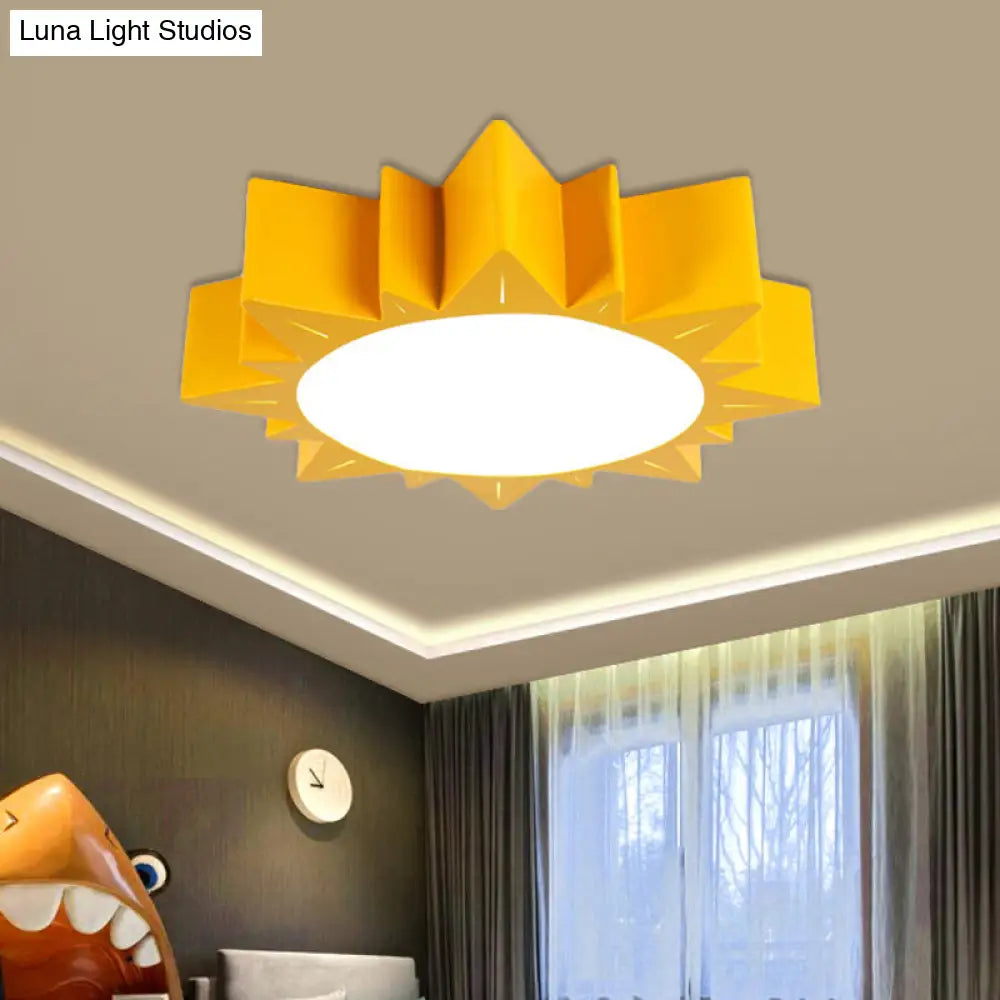 Contemporary Acrylic Led Flush Mount Lamp In Sun Design For Kindergarten
