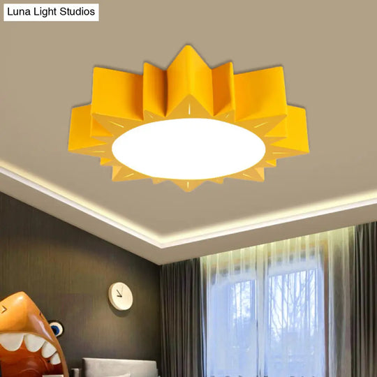 Contemporary Acrylic Led Flush Mount Lamp In Sun Design For Kindergarten