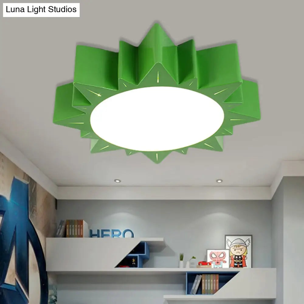Contemporary Acrylic Led Flush Mount Lamp In Sun Design For Kindergarten