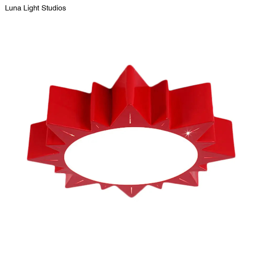 Contemporary Acrylic Led Flush Mount Lamp In Sun Design For Kindergarten