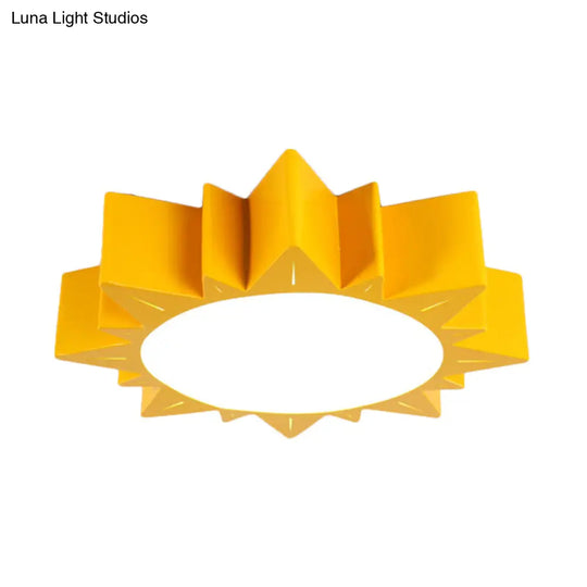 Contemporary Acrylic Led Flush Mount Lamp In Sun Design For Kindergarten