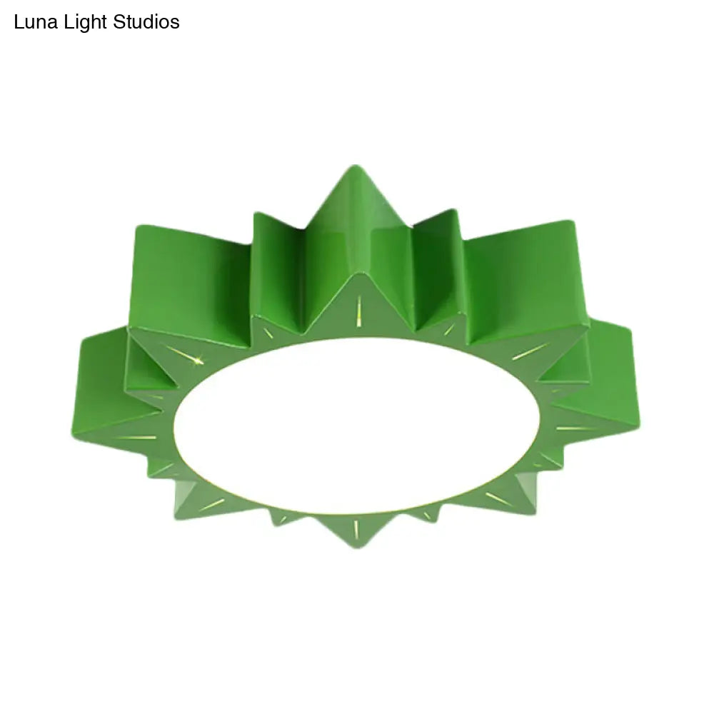 Contemporary Acrylic Led Flush Mount Lamp In Sun Design For Kindergarten