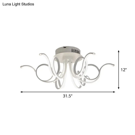 Contemporary Acrylic Octopus Flush Mount Light Fixture – 3/6/8 Led Lights For Living Room Ceiling