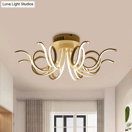 Contemporary Acrylic Octopus Flush Mount Light Fixture – 3/6/8 Led Lights For Living Room Ceiling