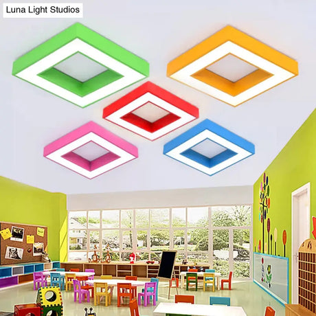 Contemporary Acrylic Square Flush Mount Light For Child’s Bedroom Ceiling
