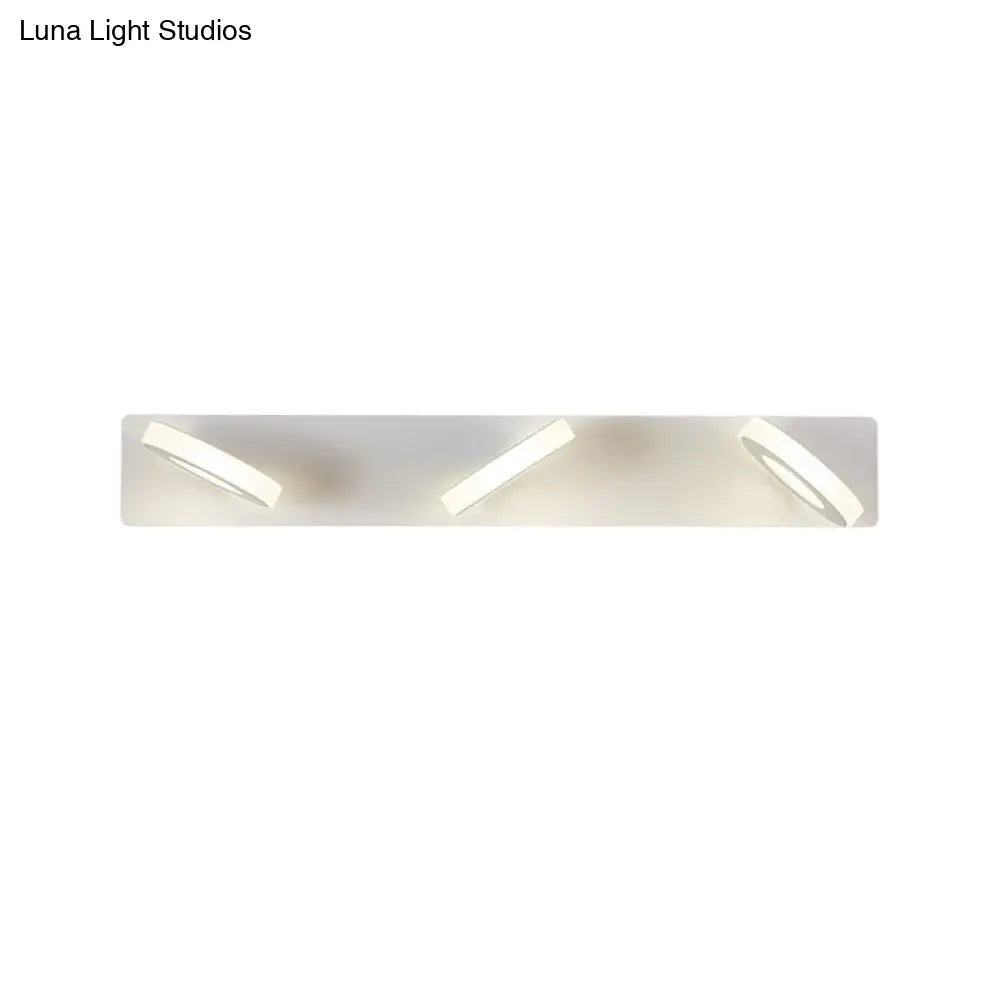 Contemporary Adjustable Circle Bathroom Wall Light Fixture In White Acrylic With 3 Bulbs -