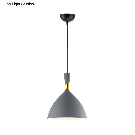 Contemporary 6.5/10 Inch Aluminum Funnel-Shaped Suspension Light For Study Room Or Cafe - Wide