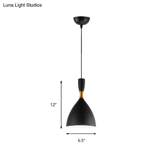 Contemporary 6.5/10 Inch Aluminum Funnel-Shaped Suspension Light For Study Room Or Cafe - Wide