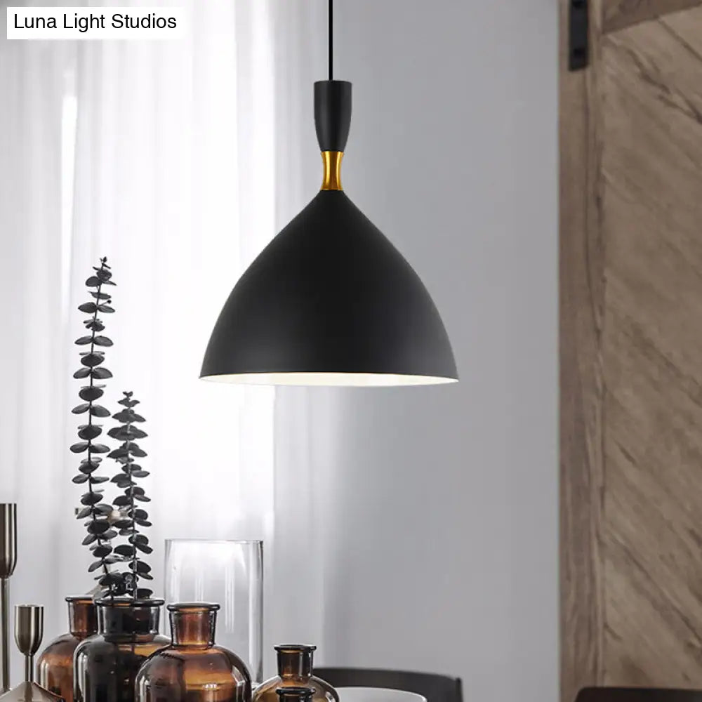 Contemporary 6.5/10 Inch Aluminum Funnel-Shaped Suspension Light For Study Room Or Cafe - Wide