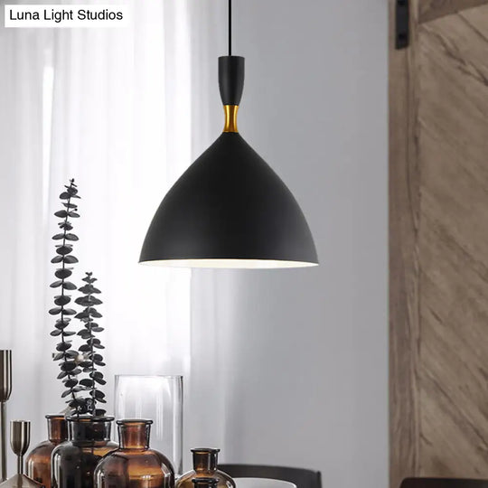 Contemporary 6.5/10 Inch Aluminum Funnel-Shaped Suspension Light For Study Room Or Cafe - Wide
