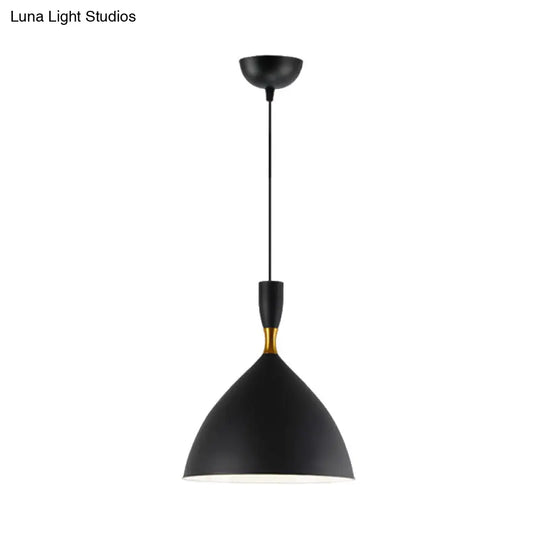 Contemporary 6.5/10 Inch Aluminum Funnel-Shaped Suspension Light For Study Room Or Cafe - Wide