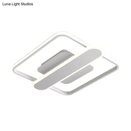 Contemporary Aluminum Square Frame Led Ceiling Lamp - Black/Gold/White 16.5/20.5 Inches Wide