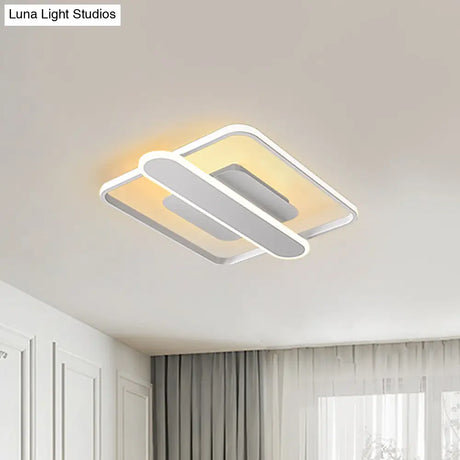 Contemporary Aluminum Square Frame Led Ceiling Lamp - Black/Gold/White 16.5/20.5 Inches Wide