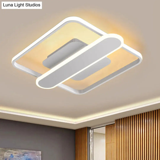 Contemporary Aluminum Square Frame Led Ceiling Lamp - Black/Gold/White 16.5/20.5 Inches Wide White /