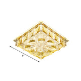 Contemporary Amber Crystal Flushmount Ceiling Lamp - Square Led Light Fixture For Stairs In