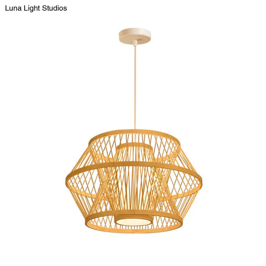 Contemporary Bamboo Pendant Light - Handmade Single-Bulb Wood Fixture