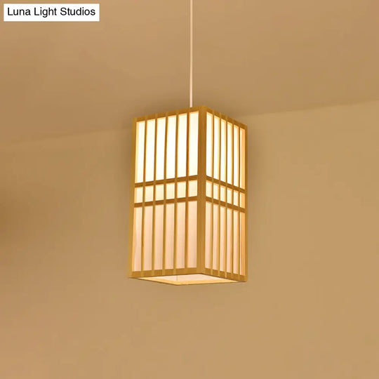 Contemporary Bamboo Pendant Light - Handmade Single-Bulb Wood Fixture / H