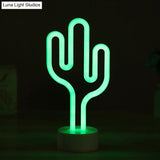 Contemporary Battery Operated Led Cactus Nightstand Lamp - White Plastic Table Lighting