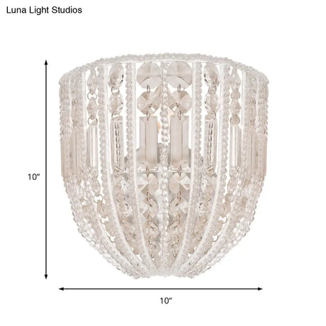 Contemporary Beaded Wall Sconce Light - Clear Crystal Elegant 1-Head Lamp For Living Room