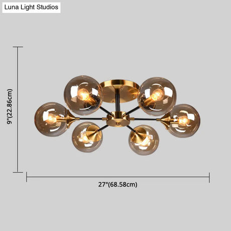 Contemporary Bedroom Sparkle: Stained Glass Sputnik Flush Mount Ceiling Chandelier