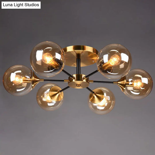 Contemporary Bedroom Sparkle: Stained Glass Sputnik Flush Mount Ceiling Chandelier