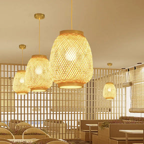 Contemporary Beige Lantern Pendant Light For Restaurants - 1-Light Ceiling Fixture