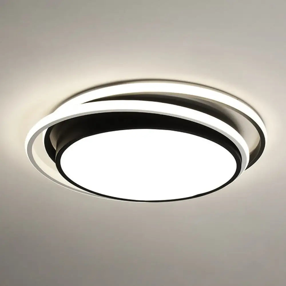 Contemporary Black Acrylic Led Flush Mount Ceiling Light For Bedrooms / Warm