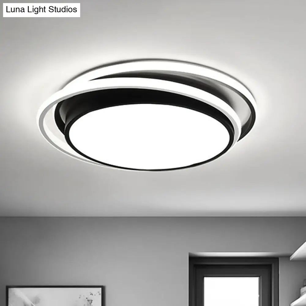 Contemporary Black Acrylic Led Flush Mount Ceiling Light For Bedrooms / White