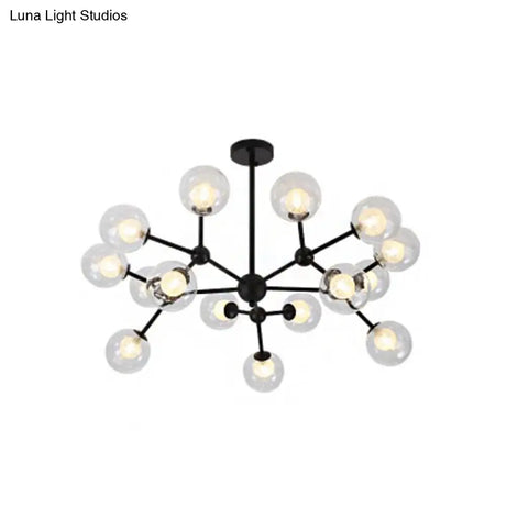 Contemporary Black Chandelier Light Fixture With Clear & Frosted Glass