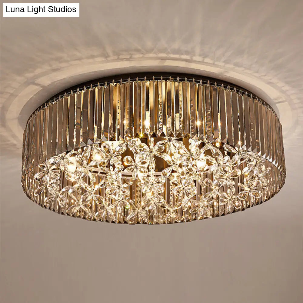 Contemporary Black Crystal 4-Head Flush Mount Ceiling Light