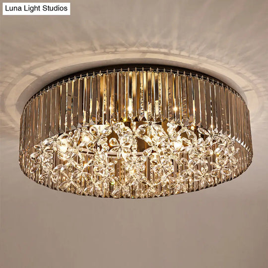 Contemporary Black Crystal 4-Head Flush Mount Ceiling Light