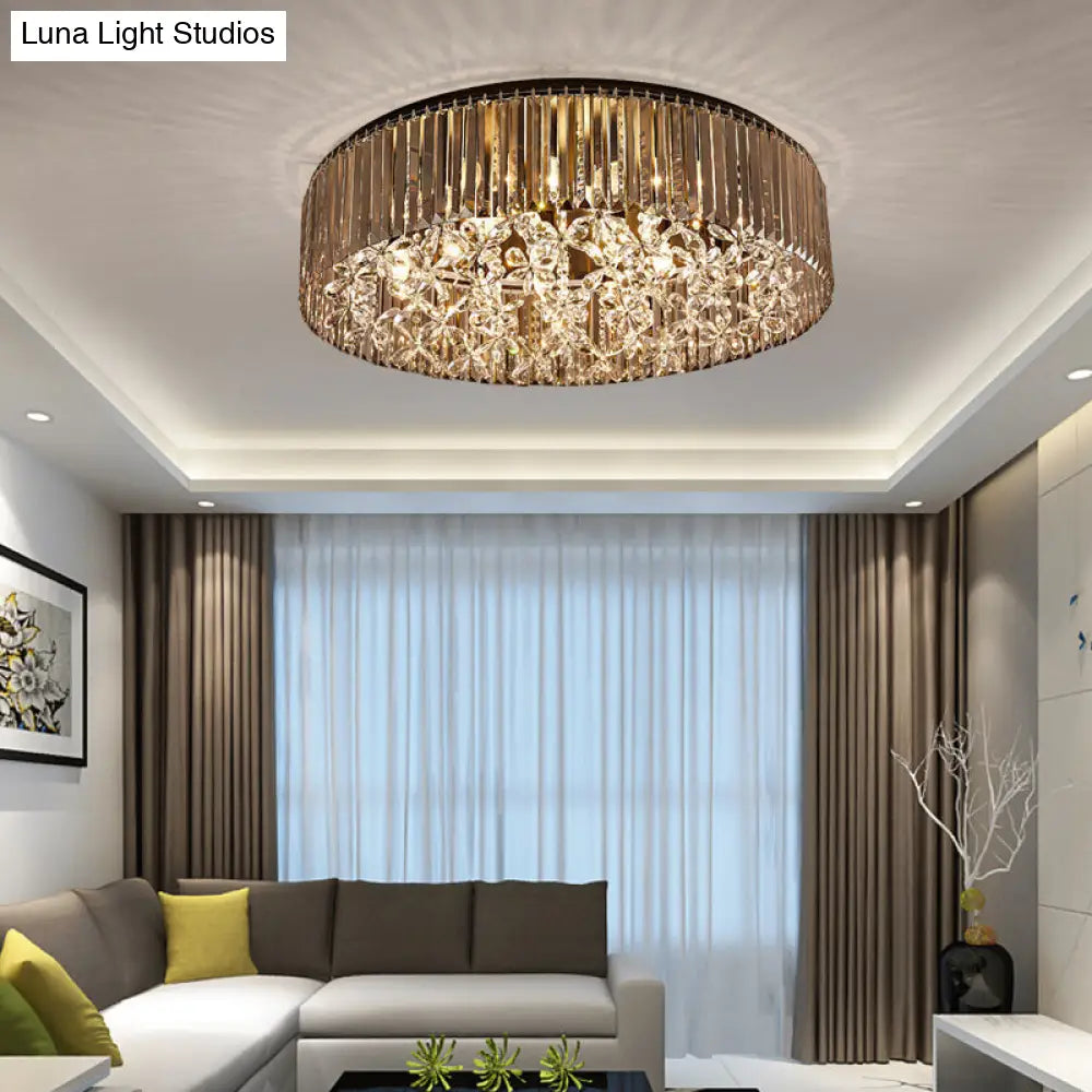Contemporary Black Crystal 4-Head Flush Mount Ceiling Light