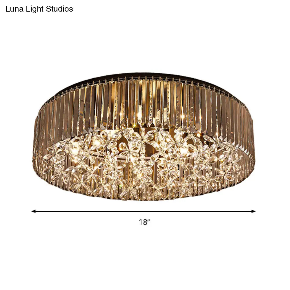 Contemporary Black Crystal 4-Head Flush Mount Ceiling Light