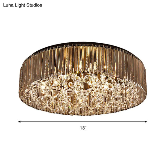 Contemporary Black Crystal 4-Head Flush Mount Ceiling Light
