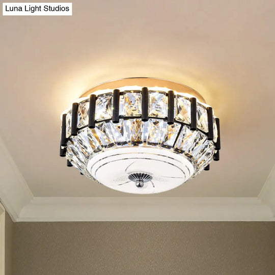 Contemporary Black Crystal Block Led Ceiling Flush Light For Corridors / A